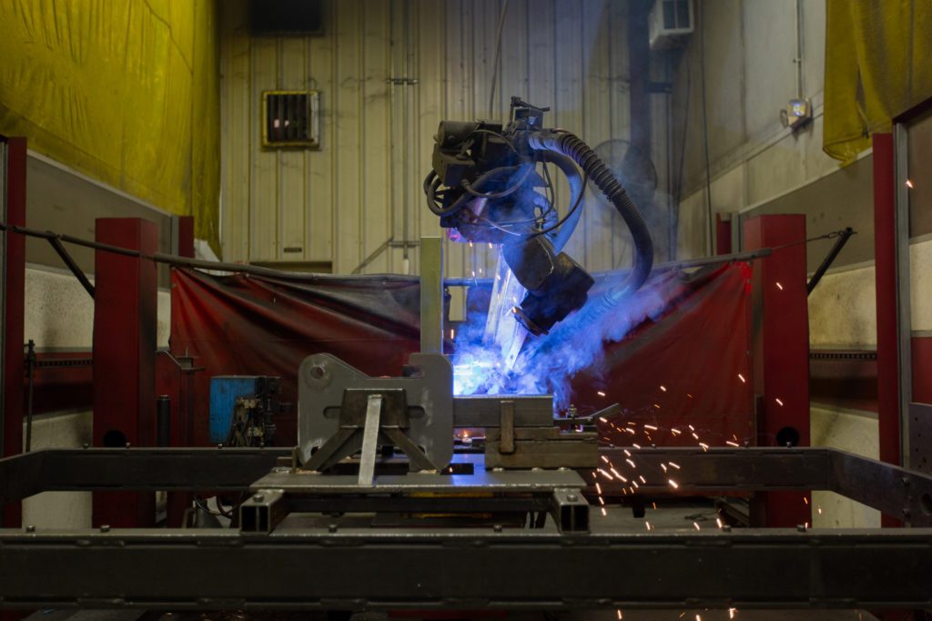 AWS certified robotic and resistance spot welding in use